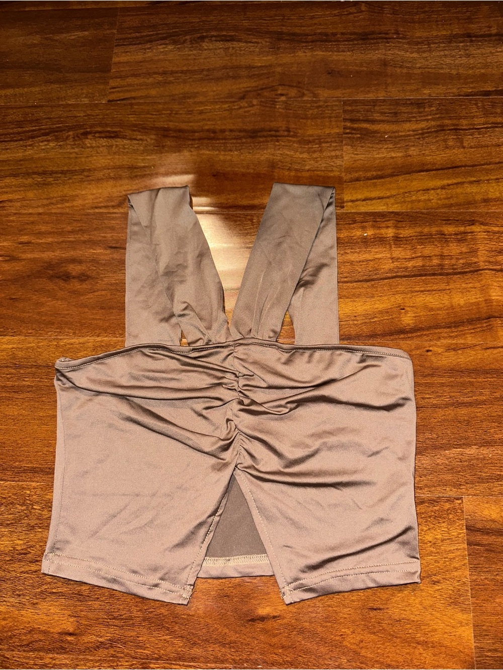 SHEIN Taupe Ruched Front Crop Tank Top